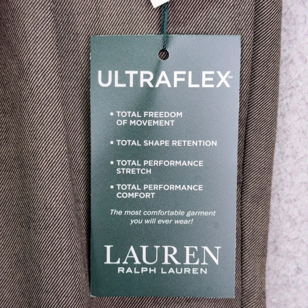Lauren Ralph Lauren Dress Pants Mens 36x29 Taupe Ultraflex Pleated Preppy Office